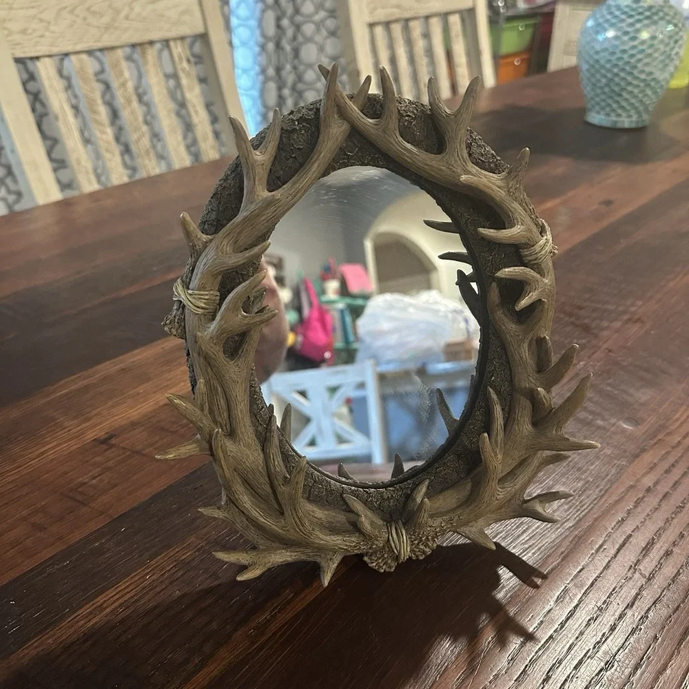 Deer Antler Mirror Wall Decor Rustic Farmhouse Cabin